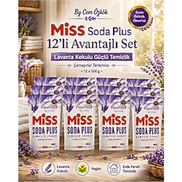 Miss By Cem Özkök Soda Plus Çamaşır Sodası 500 Gr Lavanta Kokulu 12'Li Avantajlı Set