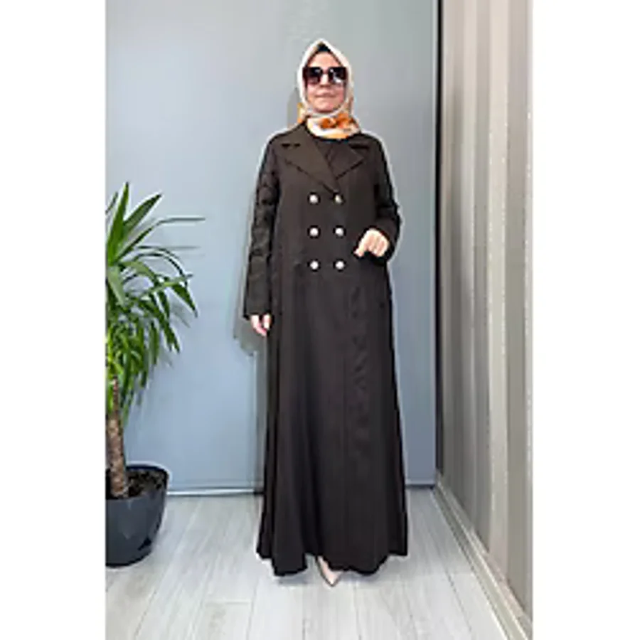 Miss Dalida Tam Boy Kruvaze Keten Ceket Kahve 2268281 - 3