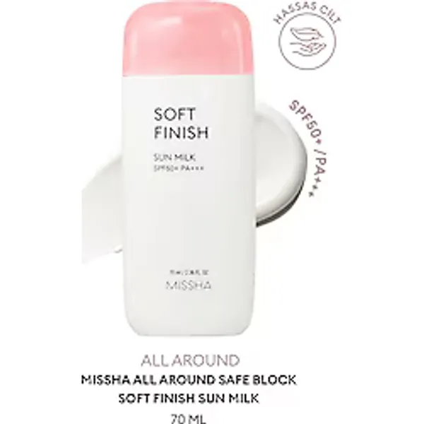 Missha Hassas Ciltlere Koruma Sağlayan Güneş Sütü All Around Safe Block Soft Finish Sun Milk SPF 50+
