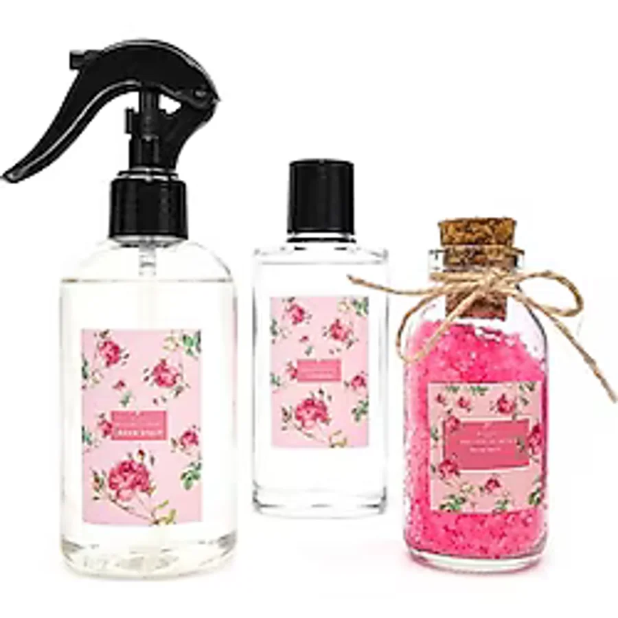 MİSSİ Botanical Rose Kokulu Banyo Hediye Seti(Oda spreyi,Kolonya,Banyo Tuzu)