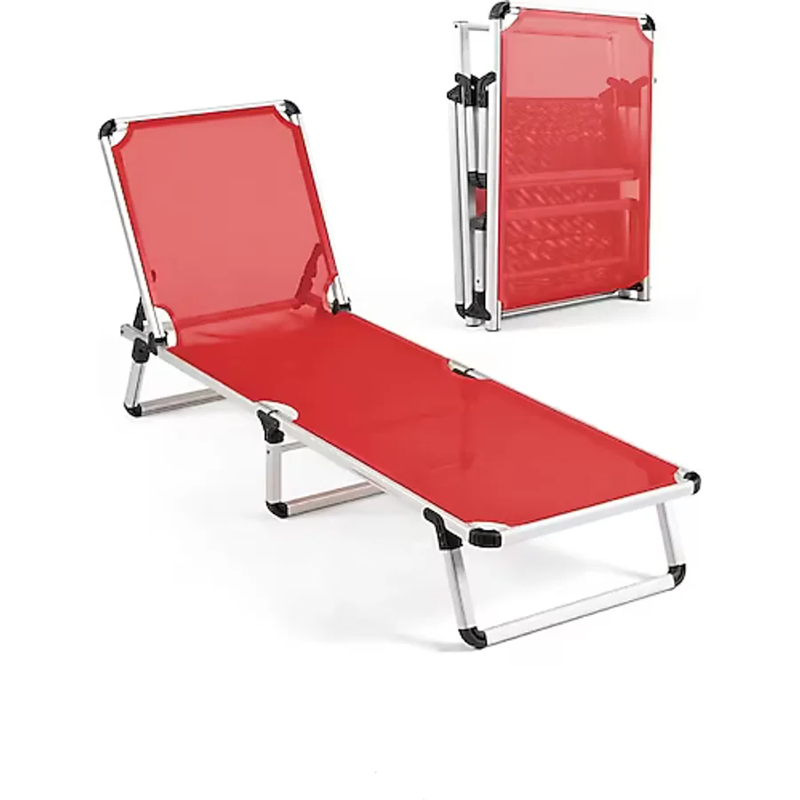 Missidea Alüminyum Katlanır ve Taşınır Şezlong Red