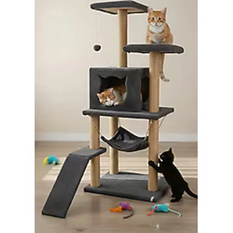 Missidea S9 Kedi Tırmalama Kulesi Platformlu 124 cm Antrasit