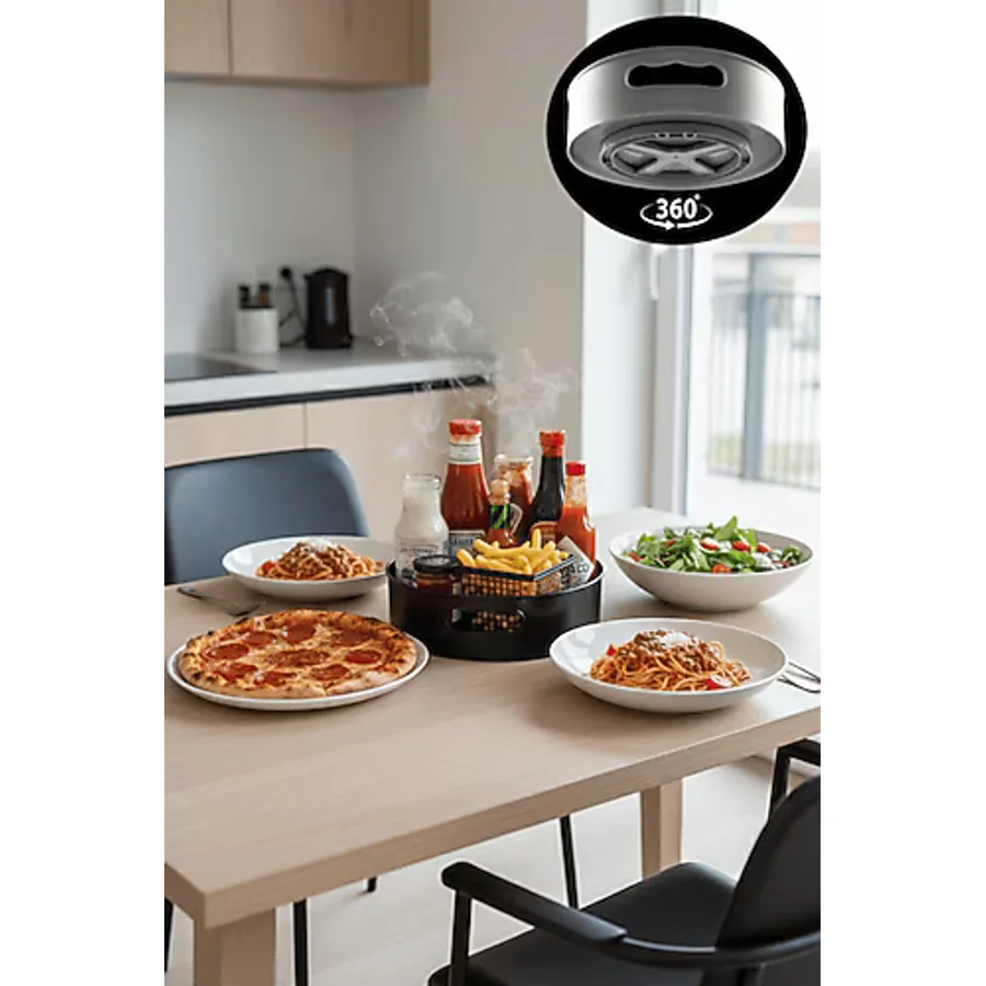 Mithra Life 360 Derece Döner Siyah Banyo Mutfak Düzenleyici Organizer Toparlayıcı Tepsi Mit1288
