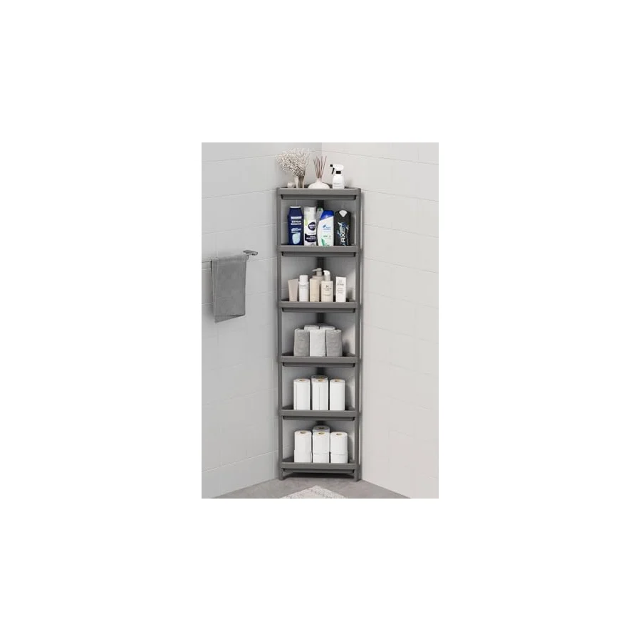 Mithra Life 6 Katlı Üçgen Plastik Gri Banyo Mutfak Rafı Mıt1235