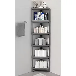 Mithra Life 6 Katlı Üçgen Plastik Gri Banyo Mutfak Rafı Mıt1235