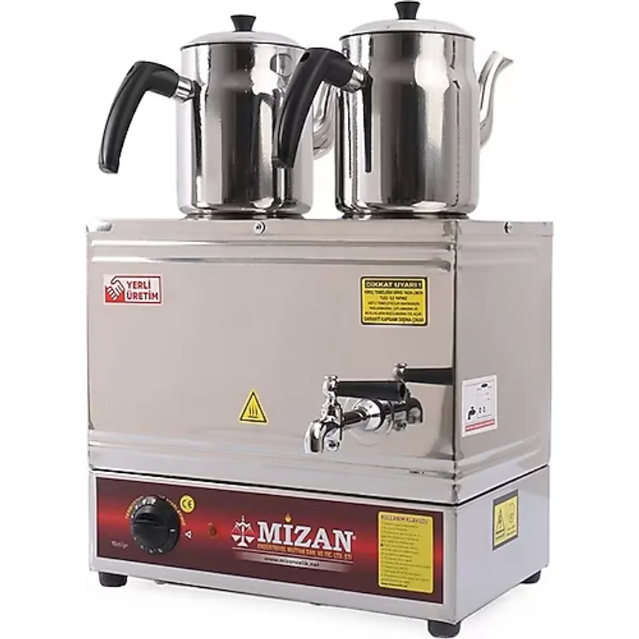 Mizan Çift Demlikli Elektrikli Pleytsiz Çay Kazanı + 2 Adet Demlik