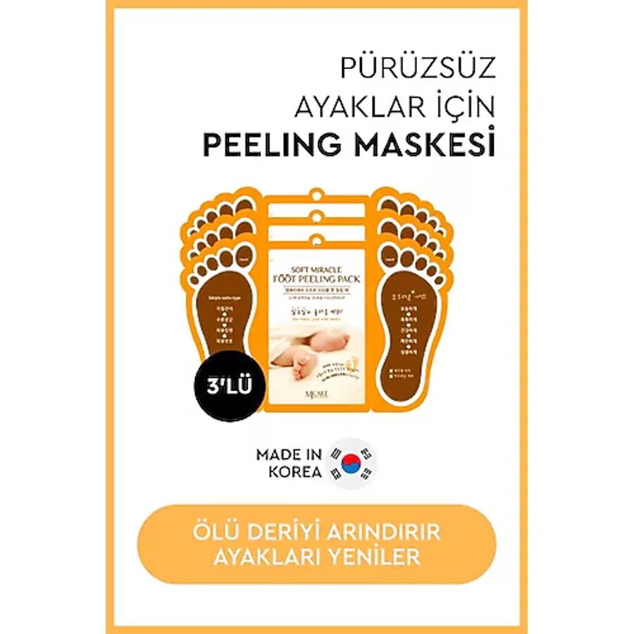 MJCARE Soft Miracle Foot Peeling Pack 3'lü - Soyulan Ayak Peeling Maskesi