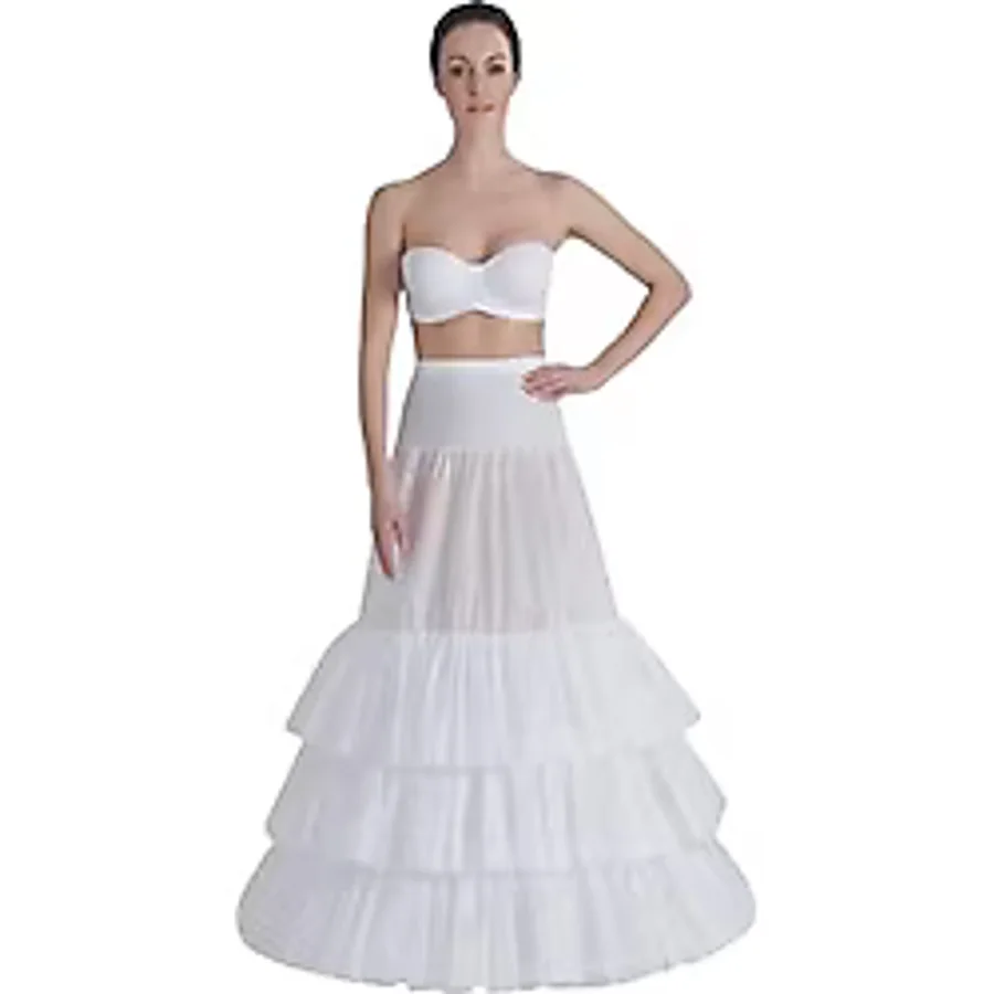 MK MODA ATELİER 3 Telli, 3 Fırfırlı Helen Gelinlik, Abiye ve Kaftan için Rahat Adım Yürüme Jupon Tarlatan J-603C ekru M