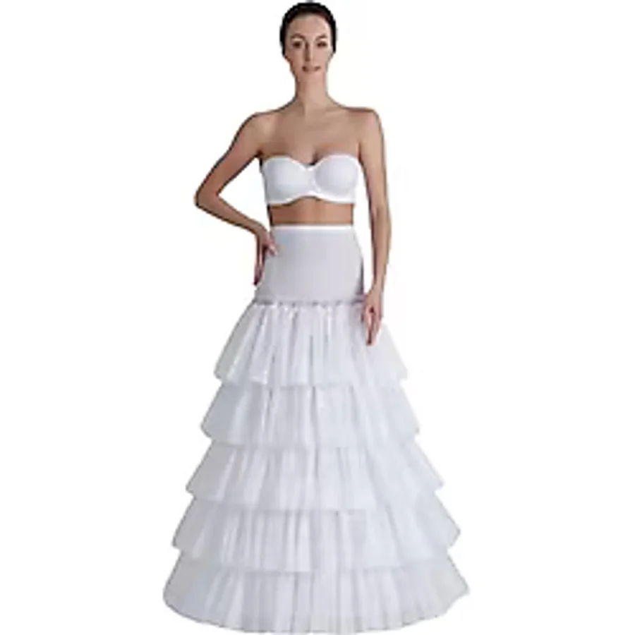 MK MODA ATELİER 3 Telli, 3 Fırfırlı Helen Gelinlik, Abiye ve Kaftan için Rahat Adım Yürüme Jupon Tarlatan J-613C ekru M