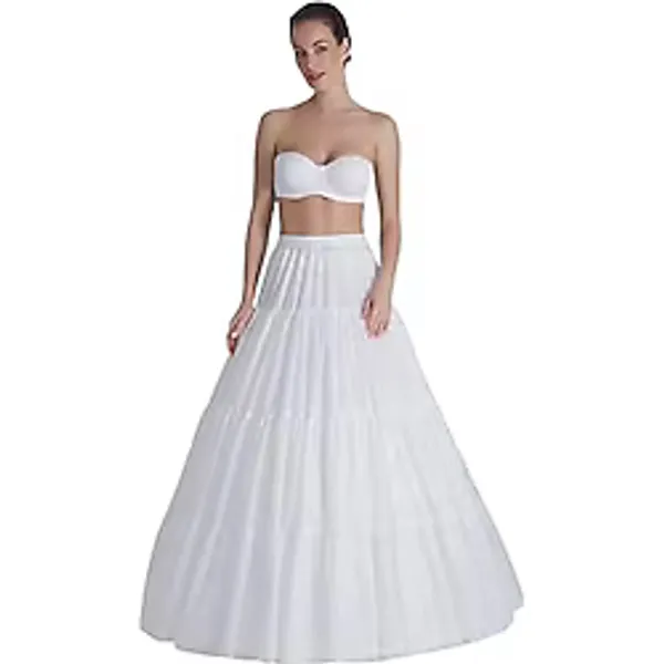 MK MODA ATELİER 3 Telli Elastik Bantlı A Model Gelinlik Abiye Kaftan için Jupon Tarlatan Ekru M Beden 270 cm Alt Çevre 110 cm Uzunluk