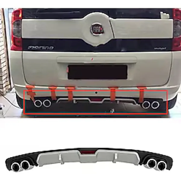 MKG Otomotiv Fiat Fiorino Gri Difüzör 4 Krom Egzoz Görünümlü Difizör Arka Ek Body Kit Uyumlu