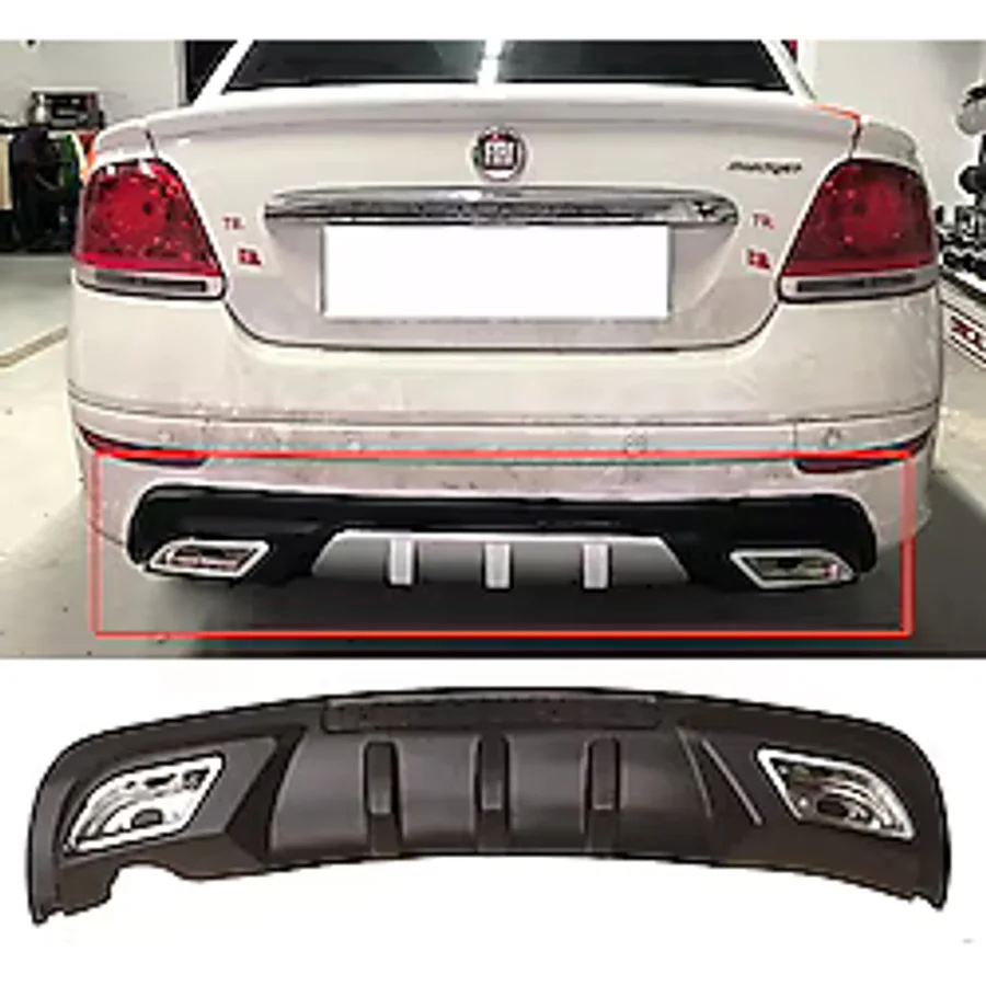 MKG Otomotiv Fiat Linea Difüzör Difizör Siyah + Kare Egzoz Görünüm C Tip