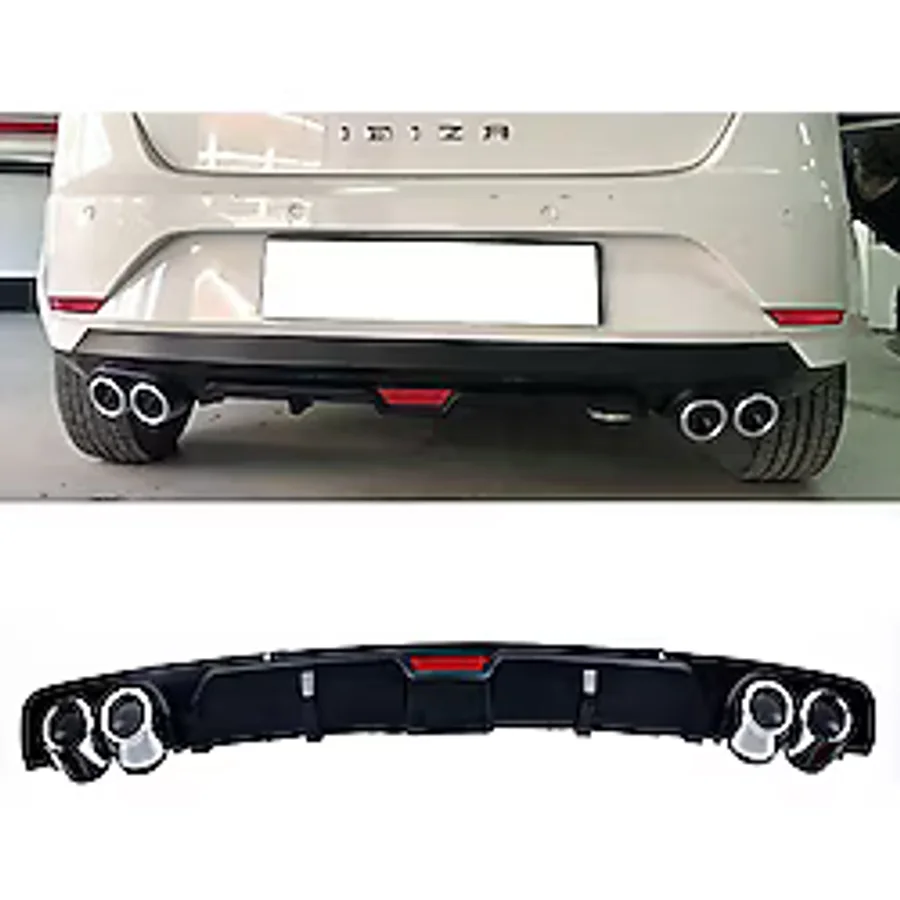 MKG Otomotiv Seat Ibiza Mk4 Siyah Difüzör 4 Krom Egzoz Görünümlü Difizör Arka Ek Body Kit 2008-2017