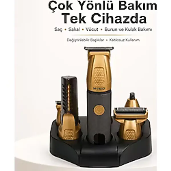 MKIO 13 Parça Erkek Bakım Seti ,Yüz/Saç/Vücut Tıraş Makinesi ,Standlı-Su Geçirmez-Paslanmaz Mıknatıslı Başlıklar ,Islak/Kuru Kullanım ,Dijital Gösterge,Burun/Ense/Sakal/Vücut Komple Erkek Bakım Kiti