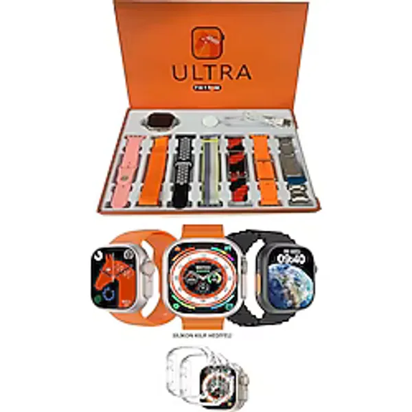 Mmctech Smart Watch 8 Ultra 7 In 1 Akıllı Saat 7 Kordonlu Takvim Spor Whatsapp Menülü