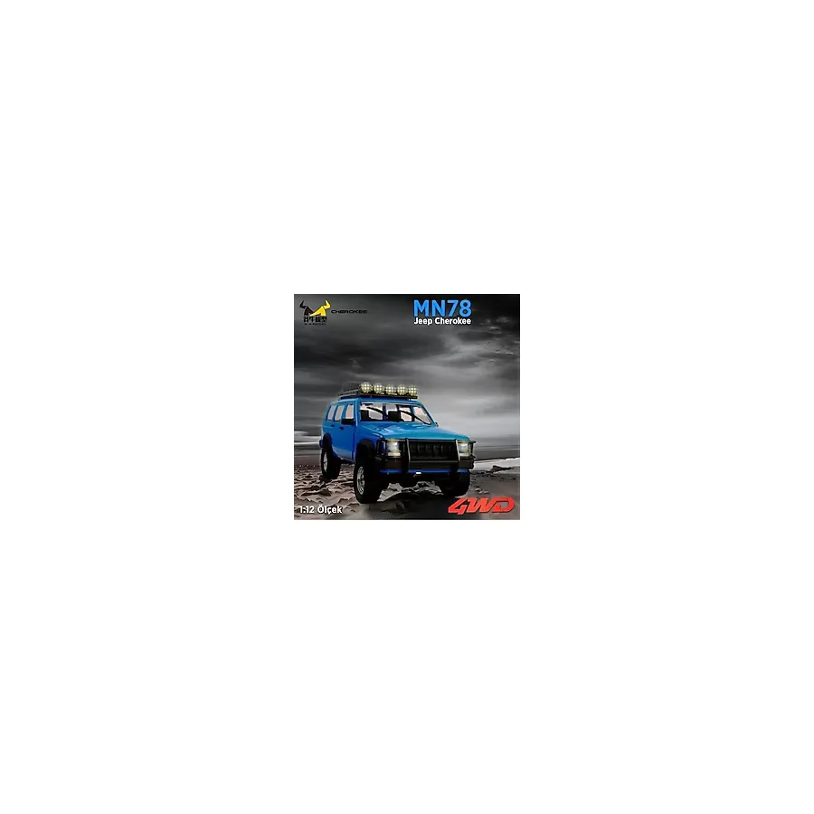 Mn Model Mn78 1/12 Jeep Cherokee 4x4 RC Model Crawler Offroad Truck Uzaktan Kumandalı Araba RTR Mavi+dahili Işık Seti