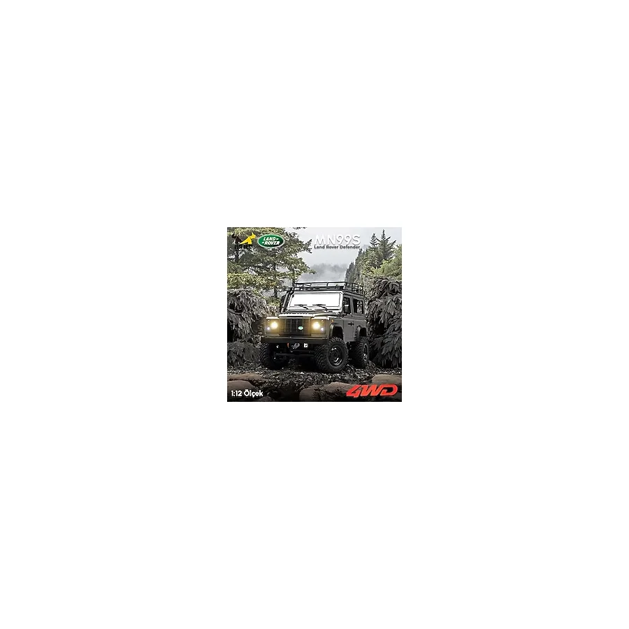Mn Model Mn99s V2 1/12 Land Rover Defender 4wd RC Model Crawler Offroad Uzaktan Kumandalı Araba Truck RTR Lisanslı Gümüş+dahili Işık Seti Mn-99s V2