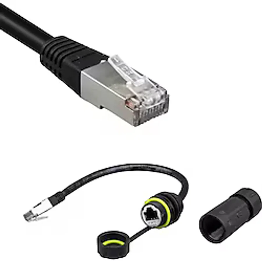 Mn6 MN810XF Erkek-Dişi IP68 Su Geçirmez RJ45 Konnektör Cat6 Kablolu Dış Mekan Ağ Bağlantısı