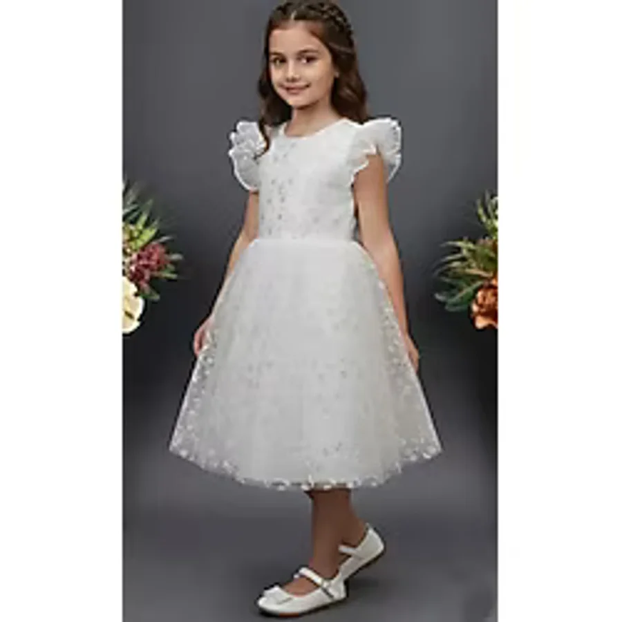 Mnk Baby&Kids Narince Kız Çocuk Abiye Elbise M00778 BEYAZ