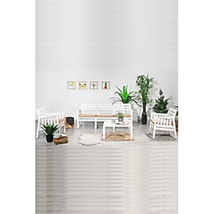 Mobetto Lara 3+1+1+S Balkon Bahçe Oturma Grubu - Beyaz