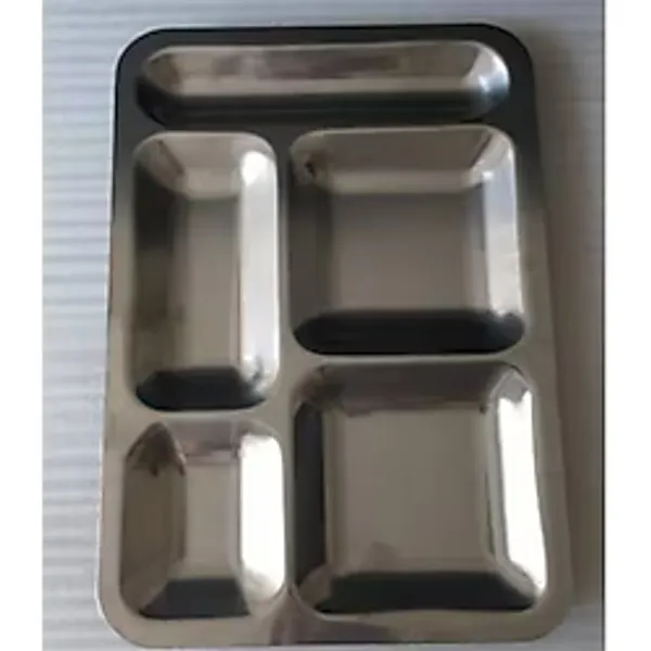 mobilreyon - 10 Adet Yemek Tabldot Paslanmaz Krom - Tabildot Yemekhane Tepsisi - Metal Servis Tabağı
