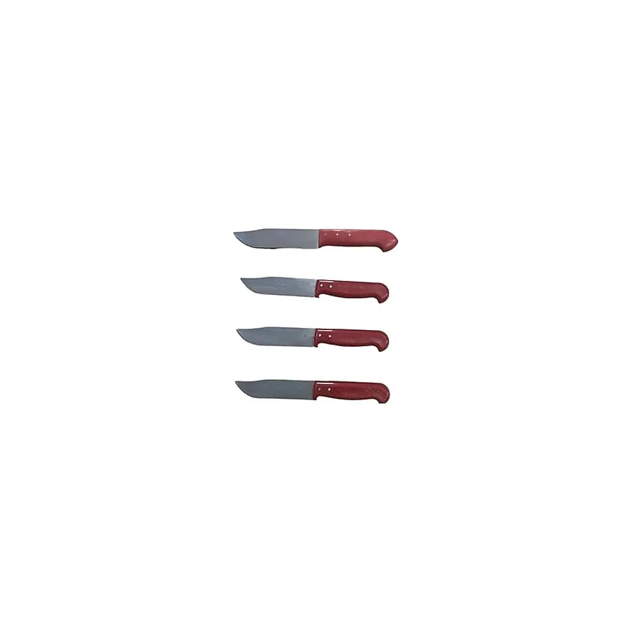 Mobilreyon Bıçak Set 4 Parça, 3 Adet 23 Cm - 1 Adet 28 Cm, Kırmızı Saplı, Mutfak Kasap Et Doğrama
