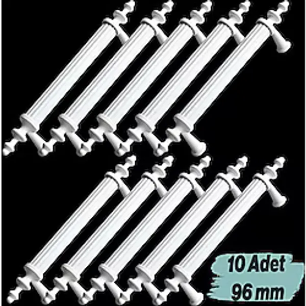 Mobilya Banyo Mutfak Dolabı Çekmece Dolap Kapak Kulpu Kulbu Beyaz 96 mm Metal Kulp (10 Adet)
