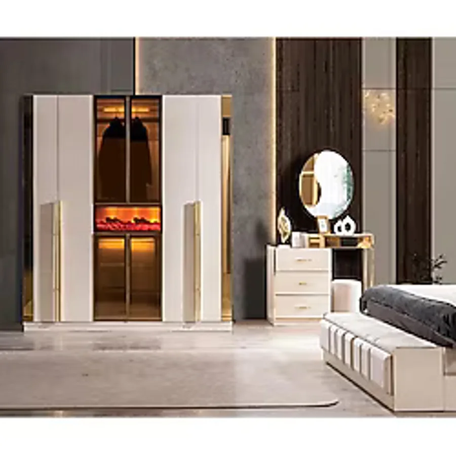 Mobilya Bazarı %100 Mdf Alyans Yatak Odası Takımı 6 Kapaklı Dolap