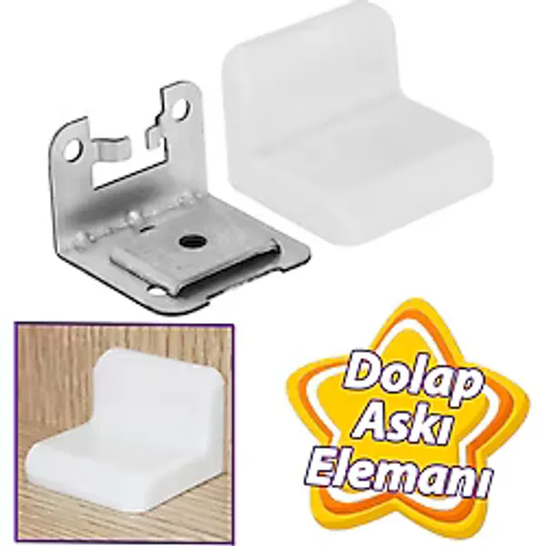 Mobilya Eşya Dolap Askı Elemanı Montaj Bağlantı Sabitleme Sabitleyici Demiri Beyaz