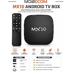 Mobixom MX10 Android Tv Box 4K Ultra Hd Medya Oynatıcı + Kumandalı Smart Tv Box