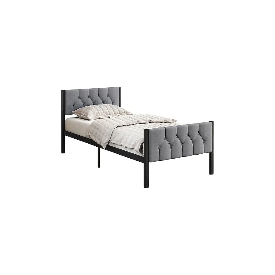 Mobpazar Stil 90x200 cm Kapitoneli Metal Tek Kişilik Karyola