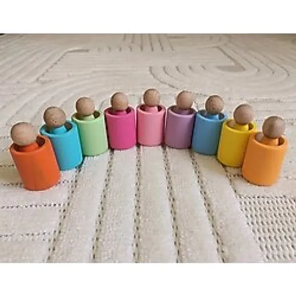 Moccotoys Waldorf Kaseler Peg Bebek Seti - 9 Renk - Renkli