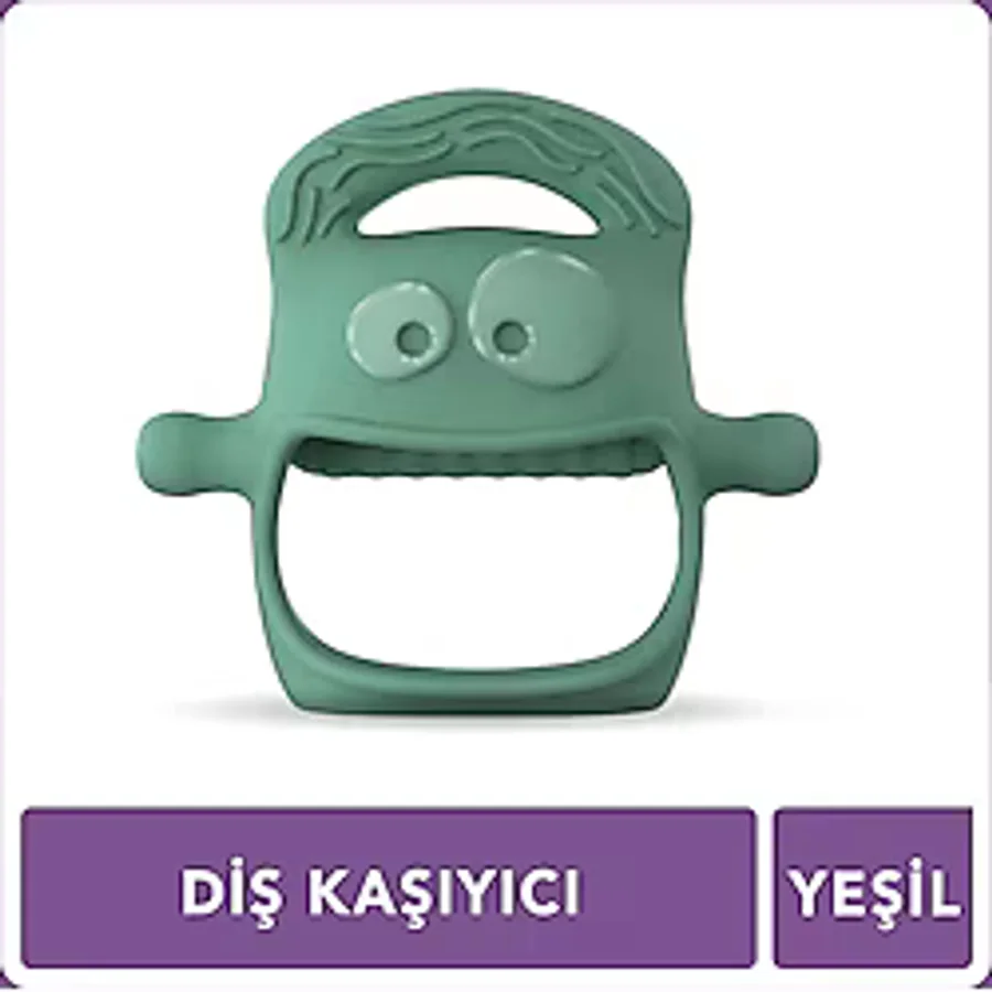 Mochi Diş Kaşıyıcı Yeşil Silikon Malzemeden Ergonomik Tasarım ile Bebekler İçin Güvenli