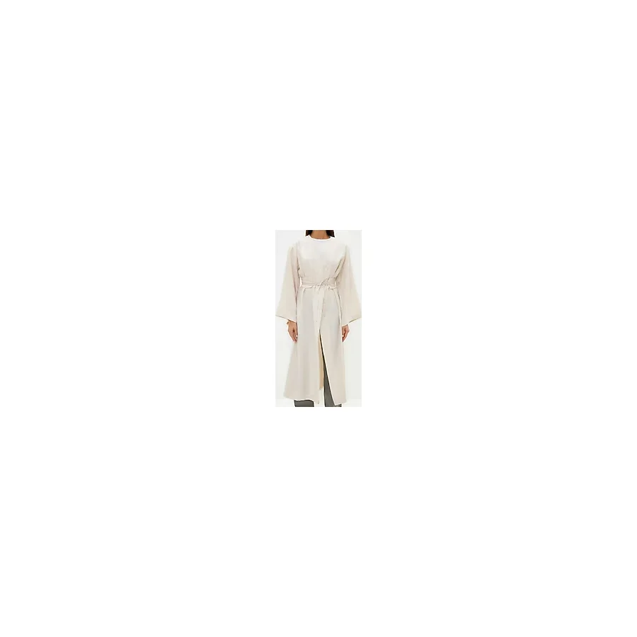 Moda Dokuma Rahat Kalıp Regular V Yaka Düşük Kol Keten Görünüm Kruvaze Tesettür Giyim Kimono Kaftan