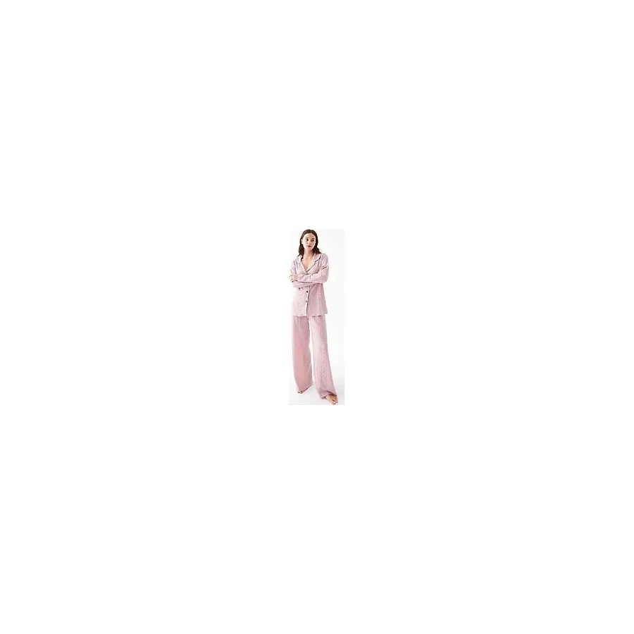 Moda Kadın Pembe Önden Düğmeli Rahat Kesim Pijama Takımı - Günlük Ev Giyim Seti Beruflic - 2XL