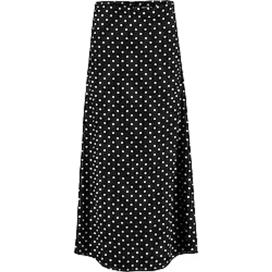 Moda Tesettür Regular Çiçekli Desen Günlük Maxi Boy Puantiye Desenli Çan Dokuma Etek