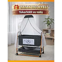 modabebekler Sallanır Sabitlenir Tekerlekli, cibinlikli ve portatif keten kumaş anne yanı hamak beşik