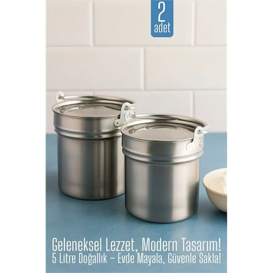 Modacar 2 Li Yoğurt Bakracı - Paslanmaz Çelik 5 Litre Kapaklı, Hijyenik ve Dayanıklı
