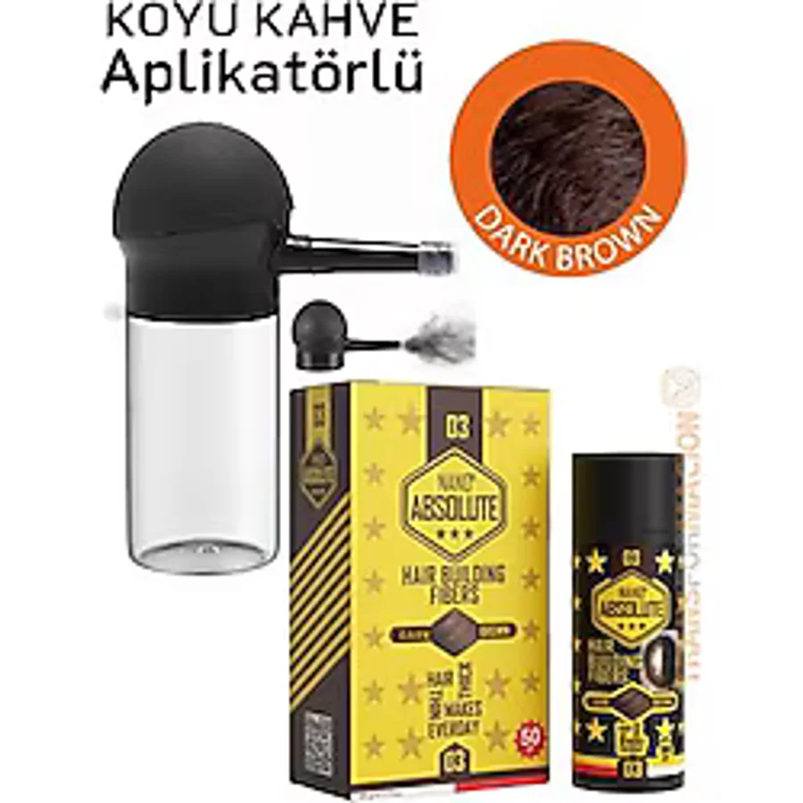 Modacar Aplikatörlü Saç Dolgunlaştırıcı Fiber Topik Toz Koyu Ton Kahverengi