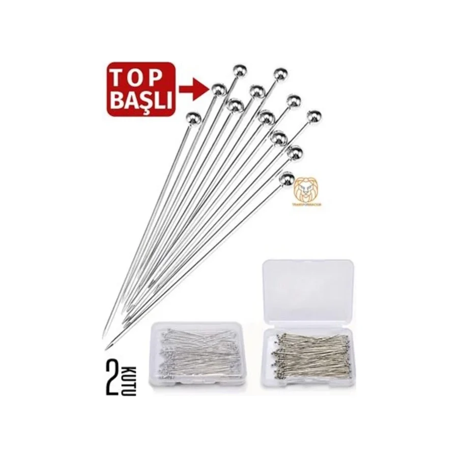 ModaCar Top Başlı İğne 2 Kutu 100 Adet Başörtü İğnesi Toplu İğne