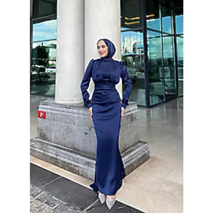 modadeywearst Kolları Püsküllü Saten Tesettür Abiye