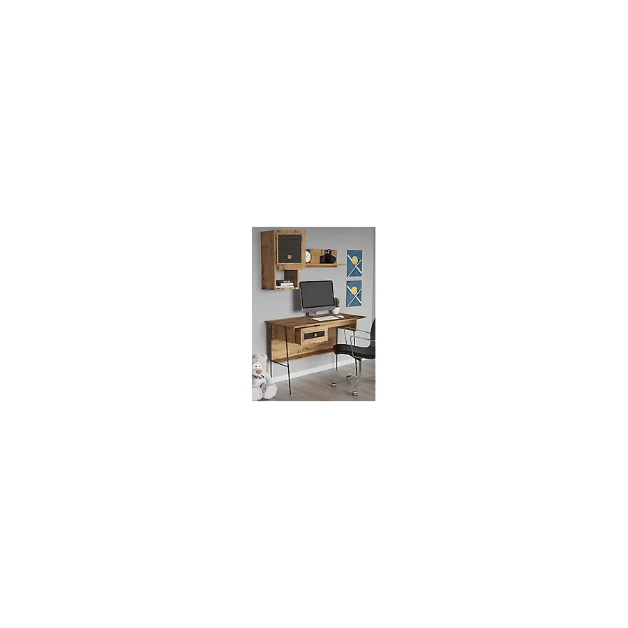 Modalife Arya Genç Çocuk Odası Takımı Karyola+Başlık&Gardırop&Çalışma Masası&Duvar Rafı - Atlantik Çam
