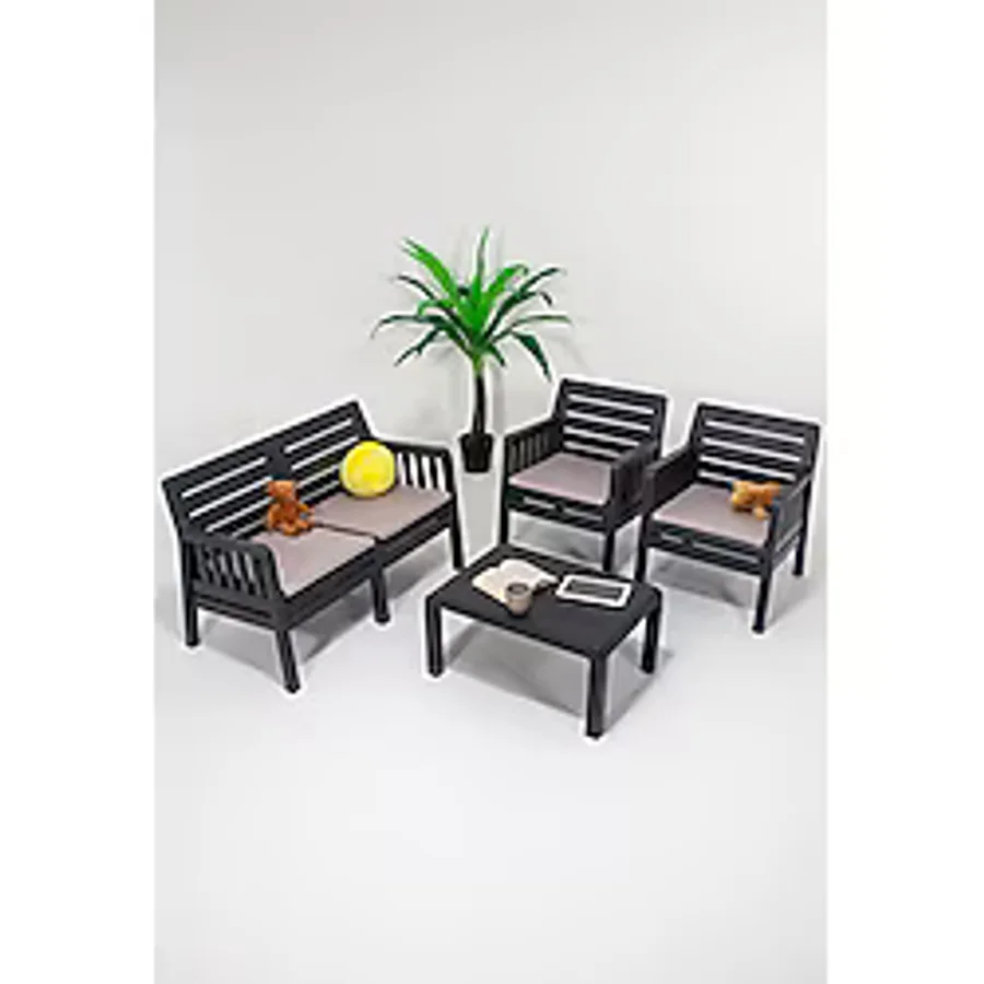 ModaLife Lara 2+1+1+S Bahçe Takımı Balkon - Bahçe - Teras Mobilyası / Antrasit - Renkli