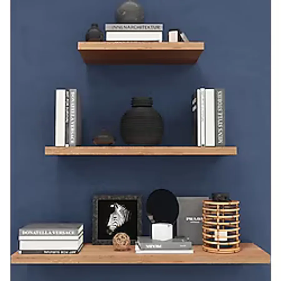 Modern 3'lü Uçan Raf Çok Amaçlı Duvar Rafı Organizer %100 MDF Kitaplık Mutfak Banyo Rafı DRF02