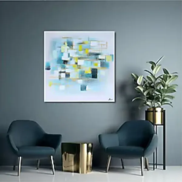 Modern Büyük Boy El Yapımı Yağlı Boya Tablo 115x116cm