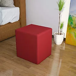 Modilayn Doğa Kare Puf Tay Tüyü Kumaş, Sağlam Ahşap İskeletli -Kırmızı