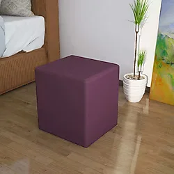 Modilayn Doğa Kare Puf Tay Tüyü Kumaş, Sağlam Ahşap İskeletli -Mürdüm
