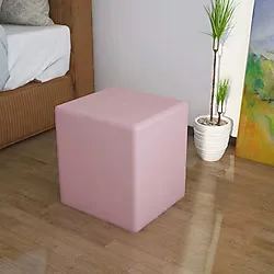 Modilayn Doğa Kare Puf Tay Tüyü Kumaş, Sağlam Ahşap İskeletli -Pembe