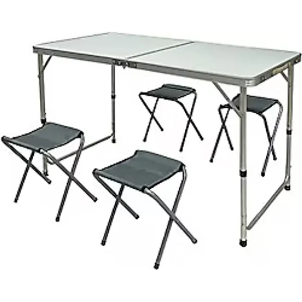 ModulBox 60x120 cm 4 Kişilik Alüminyum Kamp Masa Sandalye Takımı