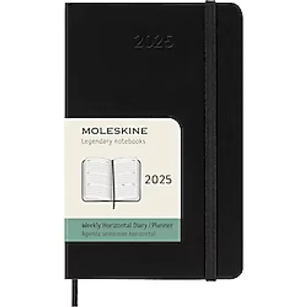 Moleskine 12 Ay Haftalık Yatay Ajanda Cep Boy 9X14 Cm. Sert Kapak Siyah